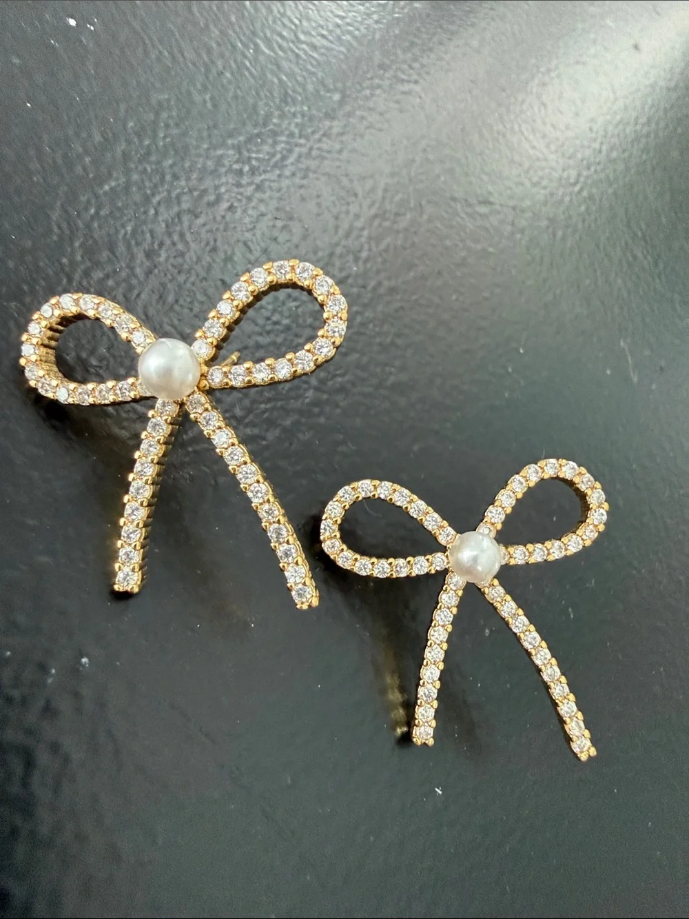 Nordstrom NEW crystal pavé ribbon bow stud earrings MSRP $49
